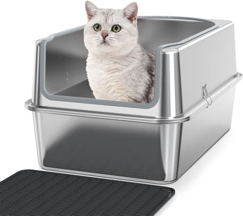 frisco stainless steel cat litter box|exquisicat high sided litter box.